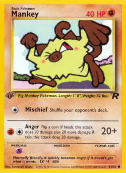 Mankey 61/82 Common Team Rocket Pokemon 1st Edition Moderately Played - Image 1