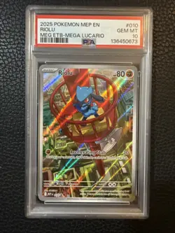 PSA 10 GEM Mint Riolu MEP 010 Mega Evolution Black Star Promo - Pokemon ME01 - Image 1