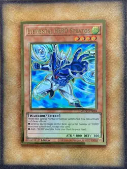 Yugioh Elemental HERO Stratos MAGO-EN004 Gold Rare 1st Ed NM - Image 1