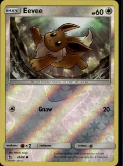 Eevee (49) Common Hidden Fates 49/68 Colorless Reverse Holo Pokemon Card - Image 1