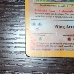 Pokemon TCG Aerodactyl 1/62 Fossil Holo Rare 60 HP Stage 1 English Card - Image 3