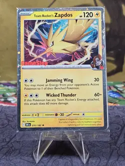 Team Rocket’s Zapdos 70/182 GameStop Stamped Promo Holo Card SEALED - Image 1