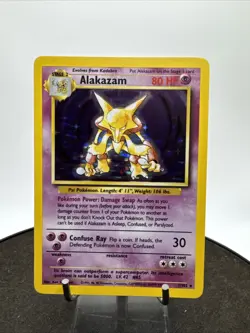 Pokemon TCG Alakazam Base Set Holo Card 1/102 Unlimited Rare - Image 1