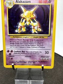 Pokemon TCG Alakazam Base Set Holo Card 1/102 Unlimited Rare - Image 3