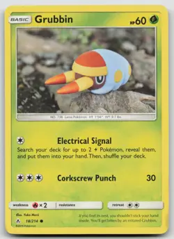 Grubbin 18/214 Yuka Morii Art SM - Unbroken Bonds Common Pokemon TCG Card - Image 1