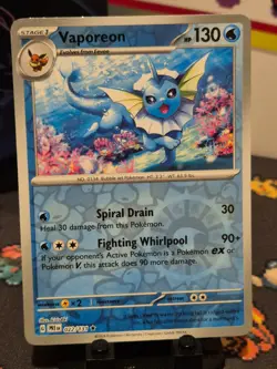 Pokemon TCG Vaporeon 022/131 Prismatic Evolutions Reverse Holo - Image 1