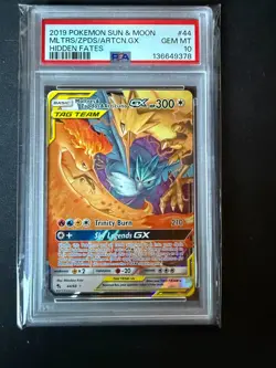 Pokemon Sun & Moon Moltres/Zapdos/Articuno GX EN / Hidden Fates 44/68 PSA 10 - Image 1