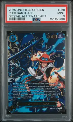 2025 ONE PIECE OP13-CARRYING ON HIS WILL #028 PORTGAS D. ACE PSA 9 - Image 1