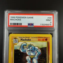 PSA 9 Machoke 34/102 Pokemon Base Set 1999 Non Holo Card - Image 2