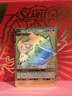 Pokemon gold metal Inspired Rainbow Card Gengar&Mimikyu GX For Display Art Gift - Image 1