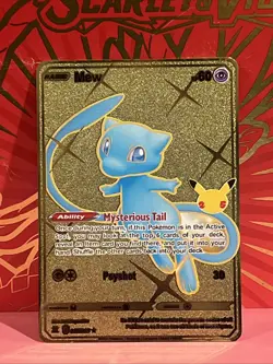Pokemon gold metal Inspired Card Mew For Display Art Gift - Image 1