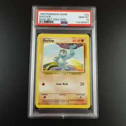 PSA 10 Machop 52/102 Base Set 4th print 1999-2000 Graded Pokemon Card - Image 1