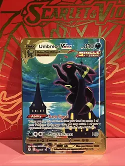 Pokemon gold metal Inspired Card Umbreon Vmax For Display Art Gift - Image 1