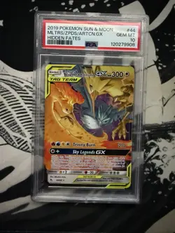 Pokemon TCG Moltres Zapados Articuno GX Hidden Fates Card 44/68 PSA 10 - Image 1