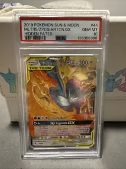 Pokemon TCG Hidden Fates Moltres Zapdos Articuno GX #44/68 PSA 10 - Image 1