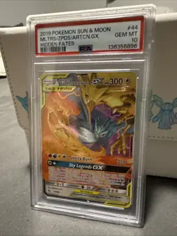 Pokemon TCG Hidden Fates Moltres Zapdos Articuno GX #44/68 PSA 10 - Image 2