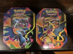 Mega Charizard X and Y Tins Sealed 2026 Set of 2 Pokemon TCG Phantasmal Flames - Image 1