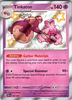 POKEMON SHINY TINKATON 167/091 PALDEAN FATES NM CONDITION - Image 1