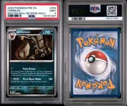 2025 POKEMON PRE EN-PRISMATIC EVOLUTIONS MASTER BALL REVERSE HOLO UMBREON PSA 9 - Image 3