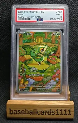 2025 POKEMON BLK EN-BLACK BOLT ILLUSTRATION RARE #087 SNIVY PSA 9 P1 - Image 1