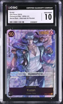 One Piece GRADED Kuzan Alt Art OP02 Paramount SEC 10 CGC ENGLISH - Image 1