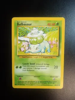 Pokemon TCG Bulbasaur Card 44/102 Common Unlimited Base Set LP/NM Vintage 1999 - Image 1