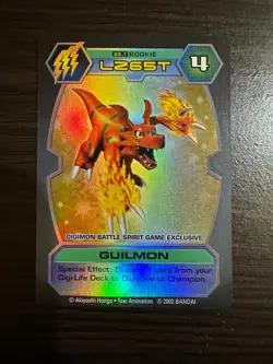 Guilmon Digimon Battle Spirit Game Exclusive Holo D-Tector Card - Image 1