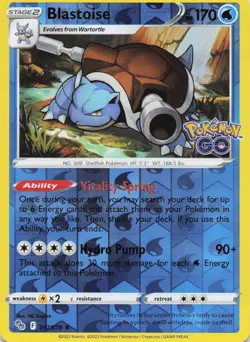 Blastoise Holo Rare Reverse Holo 2022 Pokemon GO 017/078 NM - Image 1