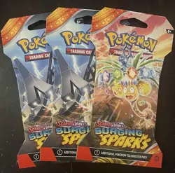 Pokemon Scarlet & Violet Surging Sparks Sleeved Booster Pack Lot Of 3 – Sealed - Image 1