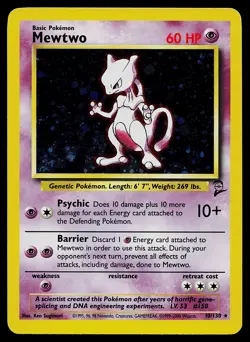 Pokemon Card - Mewtwo Base Set 2 10/130 Holo Rare - Image 1