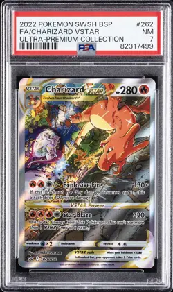 2022 POKEMON SWSH BLACK STAR PROMO #262 FULL ART/CHARIZARD VSTAR PSA 7 - Image 1