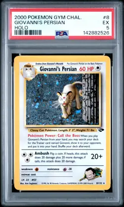 2000 POKEMON GYM CHALLENGE HOLO #8 GIOVANNI'S PERSIAN PSA 5 EX - Image 1