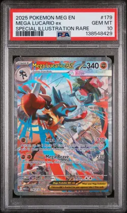 2025 POKEMON MEG EN-MEGA EVOLUTION #179 MEGA LUCARIO EX PSA 10 - Image 1