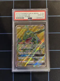 2018 Pokemon Sun & Moon Rayquaza GX Full Art PSA 10 Celestial Storm 160 - Image 1