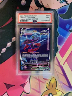 2021 POKEMON SWORD & SHIELD FUSION STRIKE SECRET FULL ART/INTELEON VMAX PSA 9 - Image 2