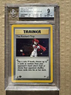 2000 Pokemon Gym Heroes 1st Edition The Rocket's Trap #19 Holo BGS 9 - Image 1