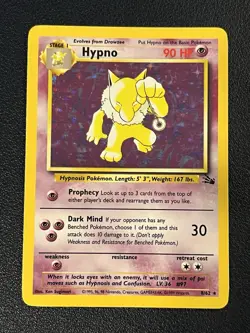 Pokemon Fossil Set Unlimited Hypno 8/62 Holo Rare NM-LP - Image 1