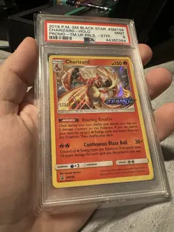 2019 Pokemon Charizard Prerelease Staff Holo Black Star Promo SM158 PSA 9 - Image 3