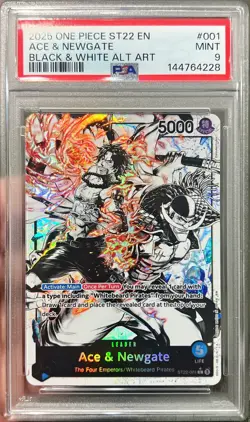 2025 One Piece Ace & Newgate Black and White Leader ST22-001 Alt Art PSA 9 Mint - Image 1