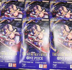 6x One Piece OP14 THE AZURE SEA’S SEVEN Sleeved Blister Booster Packs Sealed - Image 1