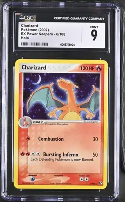 CGC 9 CHARIZARD 6 EX POWER KEEPERS HOLO MINT POKEMON HALO SWIRL - Image 1