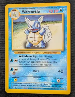 Wartortle - 42/102 Base Set Uncommon - MP - Pokemon TCG WOTC Vintage - Image 3