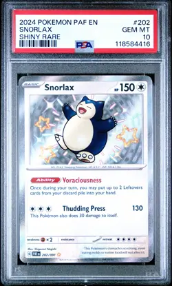 2024 POKEMON PAF EN-PALDEAN FATES SHINY RARE #202 SNORLAX PSA 10 - Image 1