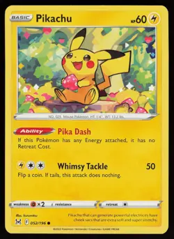 PIKACHU 052/196 COMMON LOST ORIGIN POKEMON NM/M - Image 1