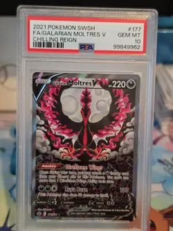 Pokemon TCG Galarian Moltres V 177/198 SWSH06 Chilling Reign Holo PSA 10 - Image 1