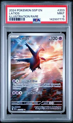 2024 POKEMON SSP EN-SURGING SPARKS ILLUSTRATION RARE #203 LATIOS PSA 9 - Image 1