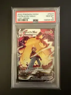 2022 Pokemon SWSH Lost Origins #TG17 FA Pikachu VMAX PSA 10 GEM MINT - Image 1