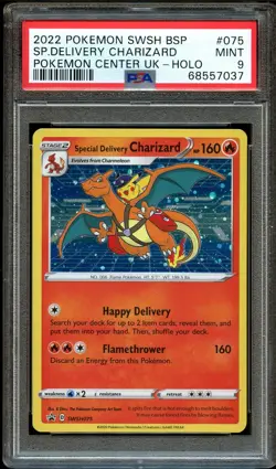 PSA 9 MINT Special Delivery Charizard SWSH075 HOLO PROMO Pokemon Card 037 - Image 1