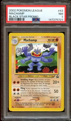 PSA 7 NEAR MINT Machamp 43 WOTC Black Star PROMO Pokemon Card 721 - Image 1