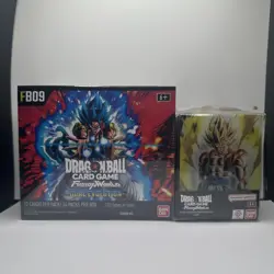 DBS Fusion World Dual Evolution FB09 Booster Box + Gogeta Card Case NEW SEALED - Image 1